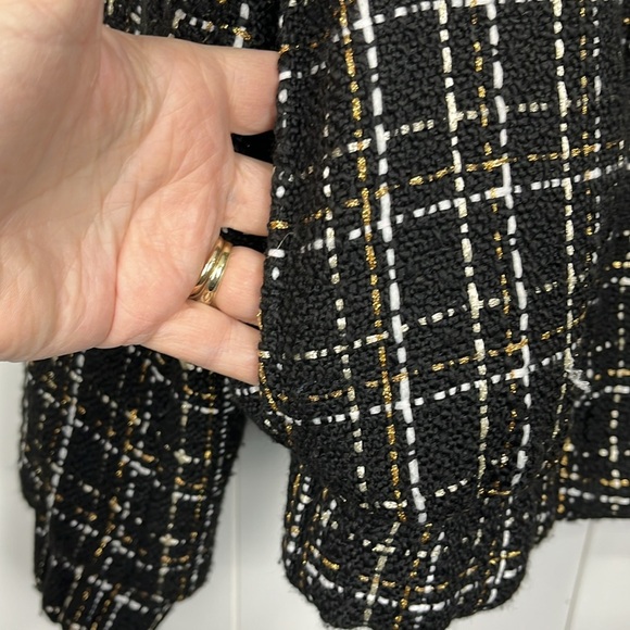 On 34th Womens Bomber Jacket Black/Gold XS Front Zip Pockets Mock Neck Sparkly - Picture 7 of 13